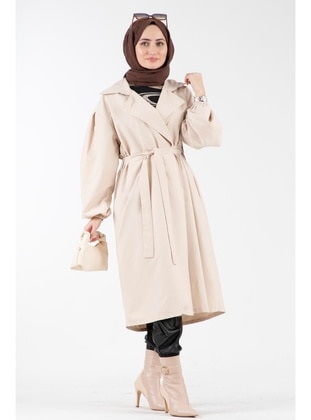 Beige - Trench Coat - Sevitli