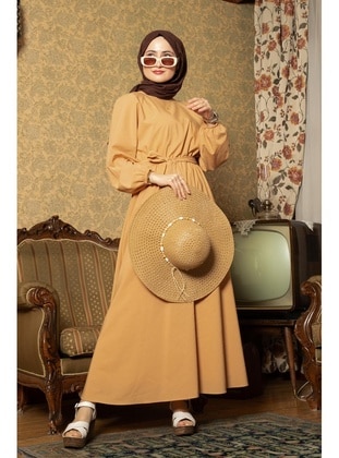 Beige - Modest Dress - Sevitli