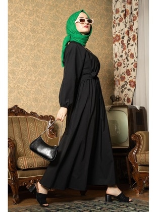 Black - Modest Dress - Sevitli