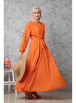 Orange - Modest Dress - Sevitli