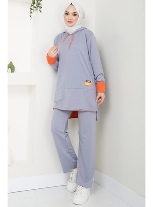 Grey - Tracksuit Set - Hafsa Mina