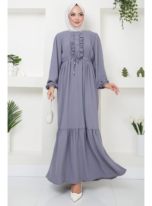 Grey - Modest Dress - Hafsa Mina