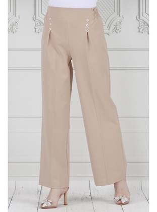 Beige - Pants - Sevitli