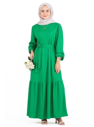 Green - Modest Dress - Sevitli