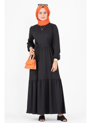 Black - Modest Dress - Sevitli