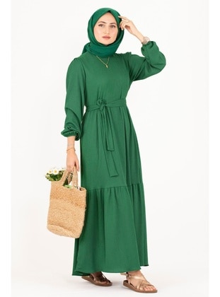 Green - Modest Dress - Sevitli