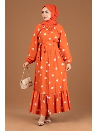 Orange - Modest Dress - Sevitli