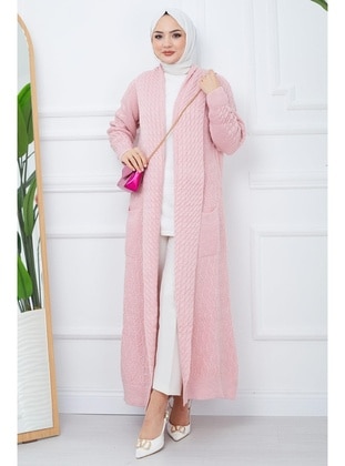 Pink - Knit Cardigan - Hafsa Mina