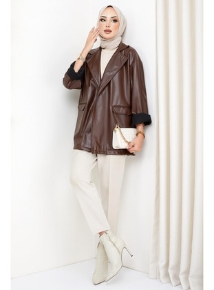 Brown - Jacket - Hafsa Mina