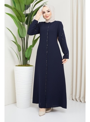 Navy Blue - Plus Size Abaya - Hafsa Mina