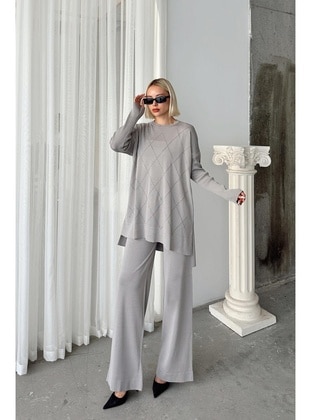 Light Gray - Tracksuit Set - Olcay