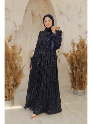 Navy Blue - Modest Evening Dress - Hakimoda