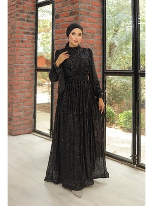 Black - Modest Evening Dress - Hakimoda