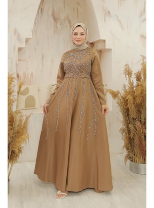 Brown - Modest Evening Dress - Hakimoda