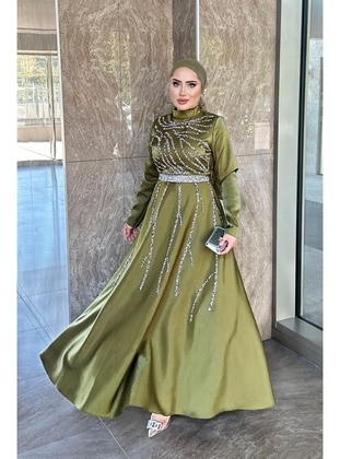 Khaki - Modest Evening Dress - Hakimoda