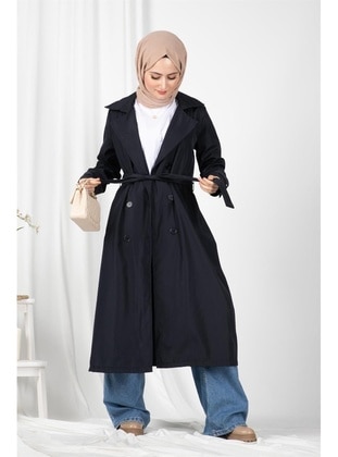 Navy Blue - Trench Coat - Sevitli