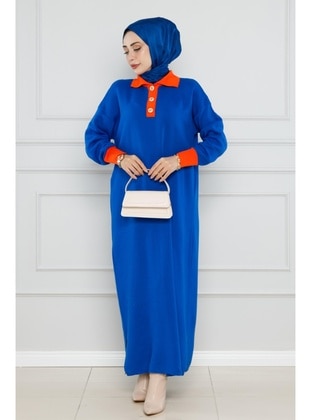 Saxe Blue - Knit Dresses - Sevitli