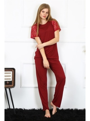 Burgundy - Pyjama Set - Akbeniz