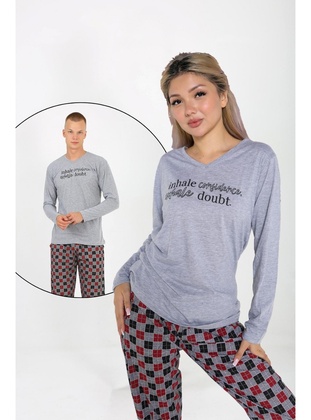 Grey - Pyjama Set - Akbeniz