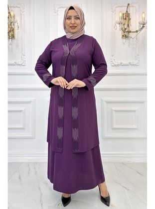 Maroon - Modest Dress - Amine Hüma