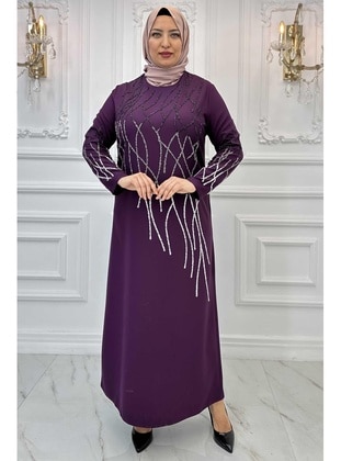 Maroon - Modest Dress - Amine Hüma