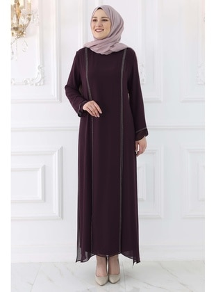 Maroon - Modest Dress - Amine Hüma