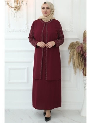 Burgundy - Modest Evening Dress - Amine Hüma