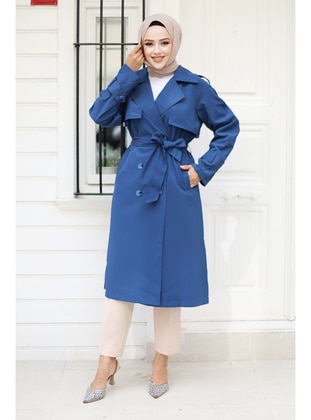 Blue - 500gr - Trench Coat - Tesettür Dünyası