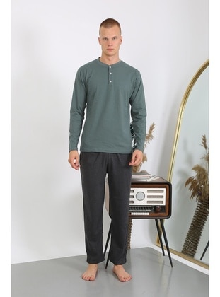 Khaki - Men`s Pyjama Sets - Akbeniz