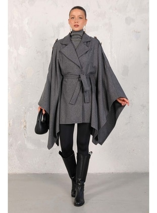 Black - Unlined - Poncho - Melike Tatar