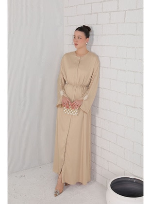 Beige - Modest Evening Dress - Melike Tatar