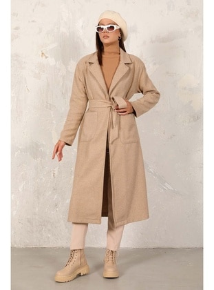 Beige - Coat - Melike Tatar