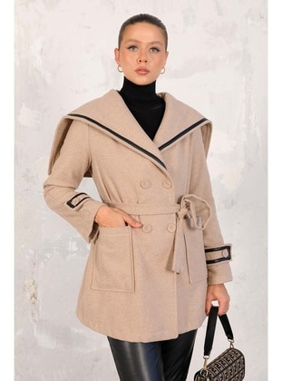 Beige - Coat - Melike Tatar