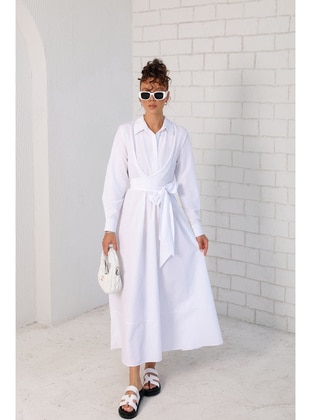 White - Modest Dress - Melike Tatar