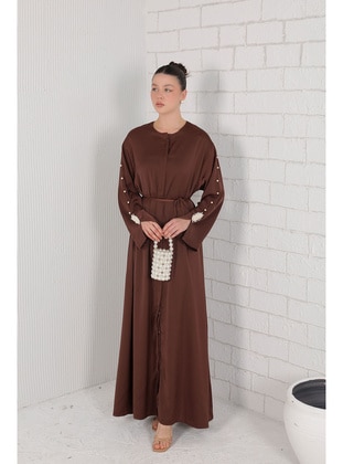 Brown - Modest Evening Dress - Melike Tatar