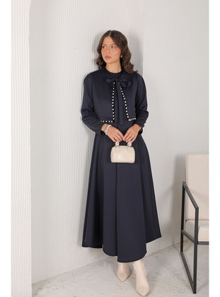 Navy Blue - Modest Dress - Melike Tatar