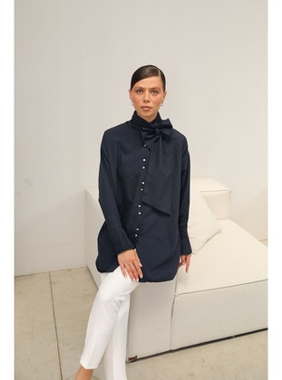 Navy Blue - Blouses - Melike Tatar