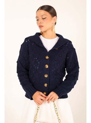 Navy Blue - Cardigan - Melike Tatar