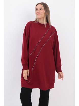 Burgundy - Crew neck - Tunic - ALLDAY