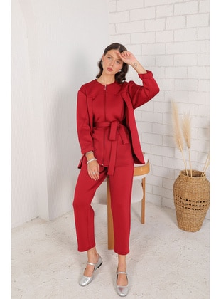 Burgundy - Suit - Melike Tatar