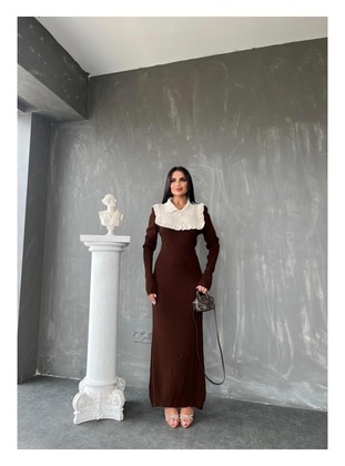 Brown - Knit Dresses - Maymara