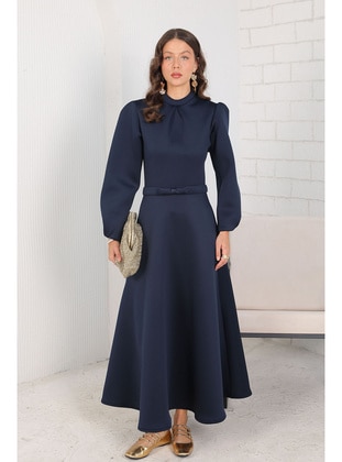 Navy Blue - Modest Dress - Melike Tatar