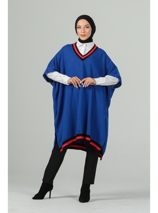 Blue - Plus Size Knitwear - Maymara