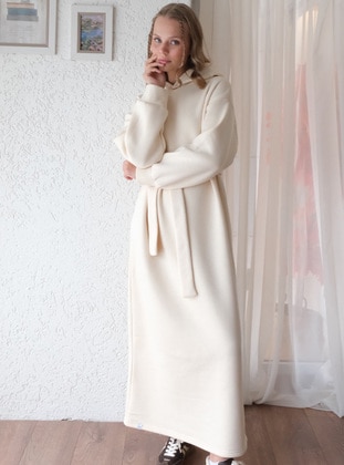 Cream - Modest Dress - Ceylan Otantik