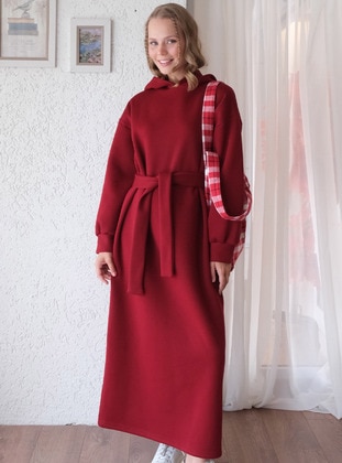 Burgundy - Modest Dress - Ceylan Otantik