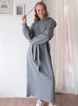 Grey - Modest Dress - Ceylan Otantik