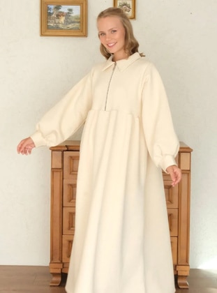 Cream - Modest Dress - Ceylan Otantik