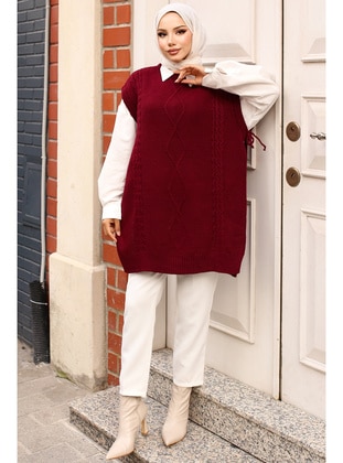 Burgundy - Knit Sweater - Benguen