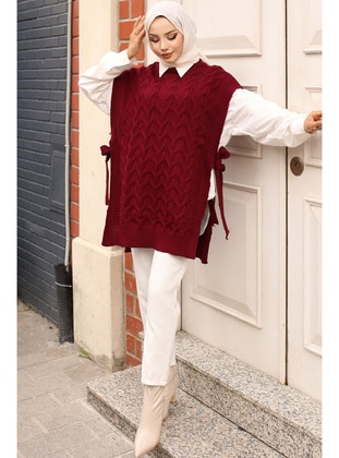 Burgundy - Knit Sweater - Benguen