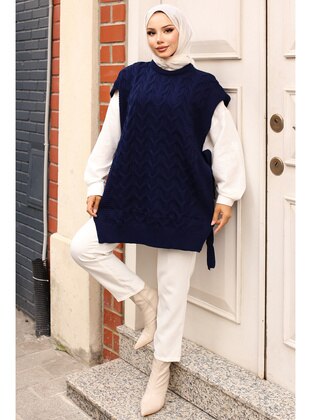 Navy Blue - Knit Sweater - Benguen